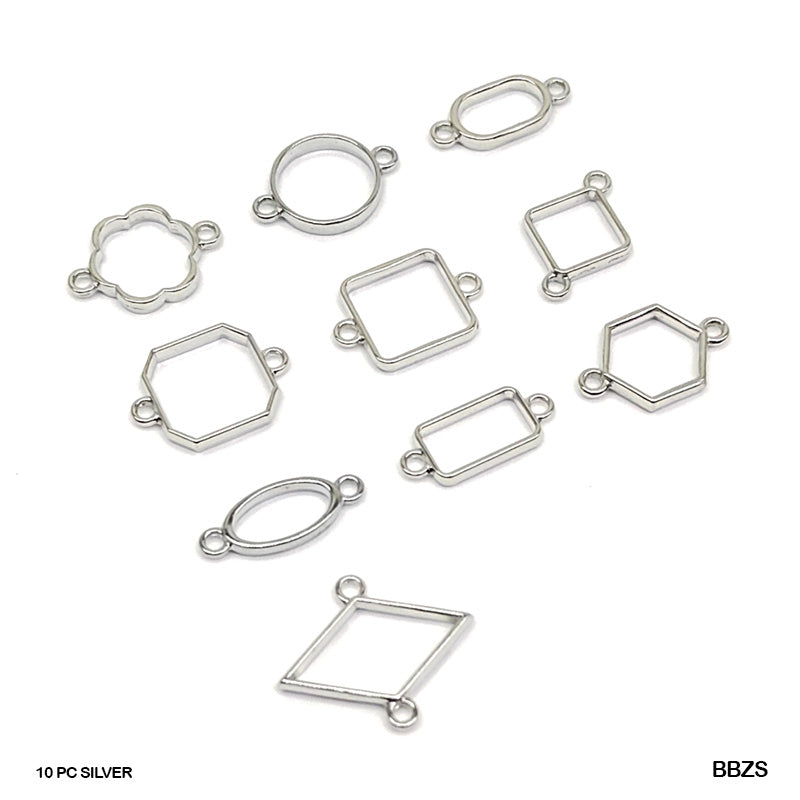 BBZS BEZELS MIX SHAPE SET 10PC SILVER