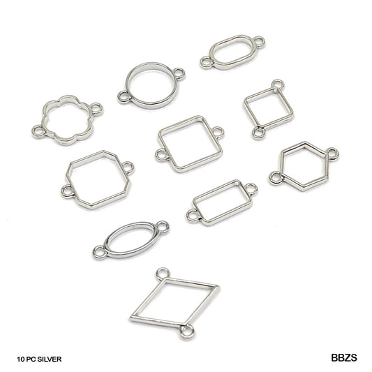 BBZS BEZELS MIX SHAPE SET 10PC SILVER