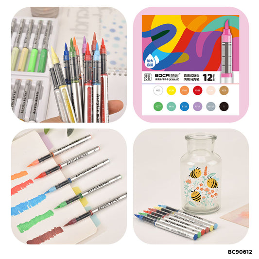 BC90612 BOCAI ACRYLIC MARKER 12 COLOR