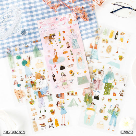 BFSG4 VINTAGE GIRL ILLUSTRATION STICKER 4 SHEETS