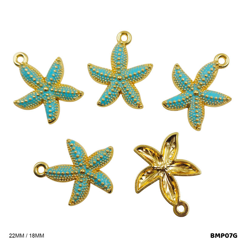 BMP07G STAR FISH PENDANTS SS 5PC