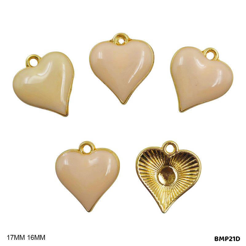 BMP21D RED HEART PENDANTS SS 5PC