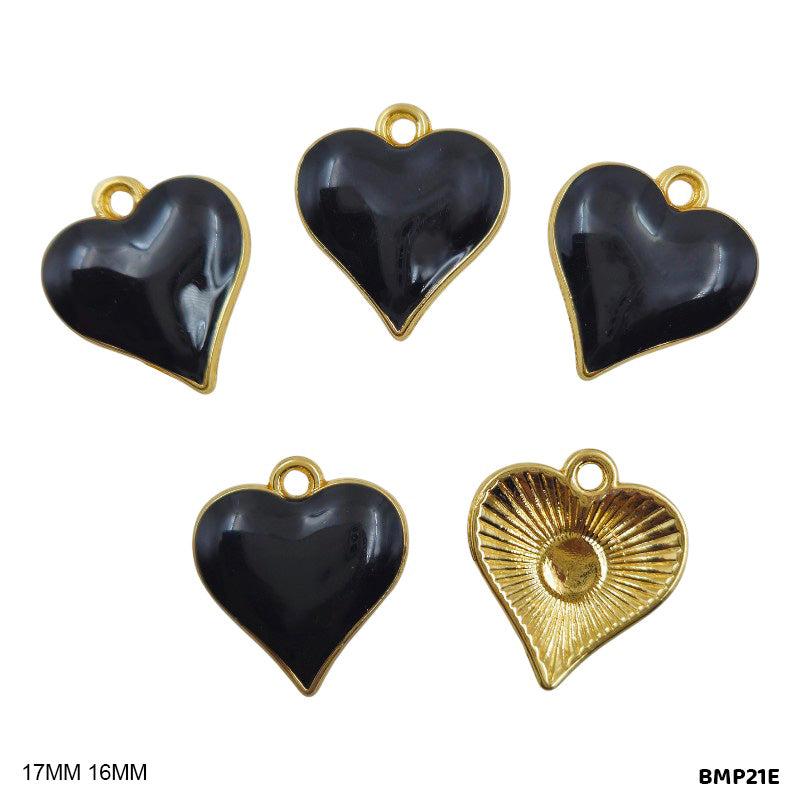 BMP21E RED HEART PENDANTS SS 5PC