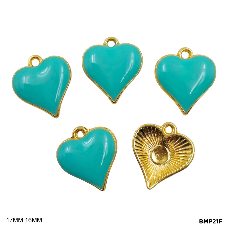 BMP21F RED HEART PENDANTS SS 5PC