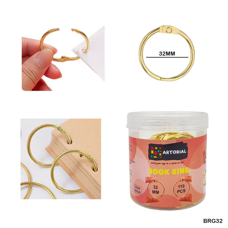 32MM BOOK RING GOLD 110PC (BRG32)