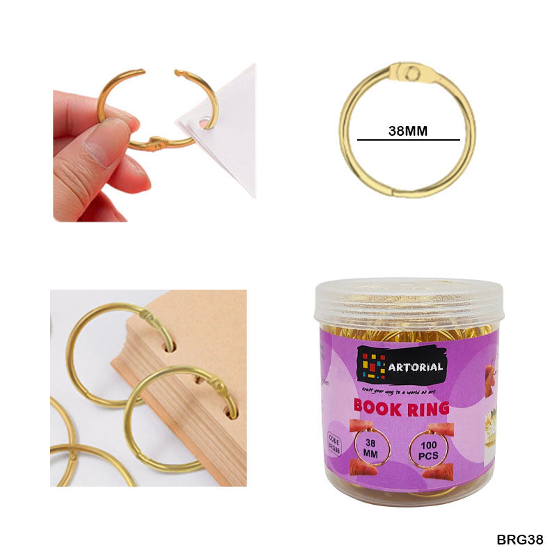 38MM BOOK RING GOLD 100PC (BRG38)