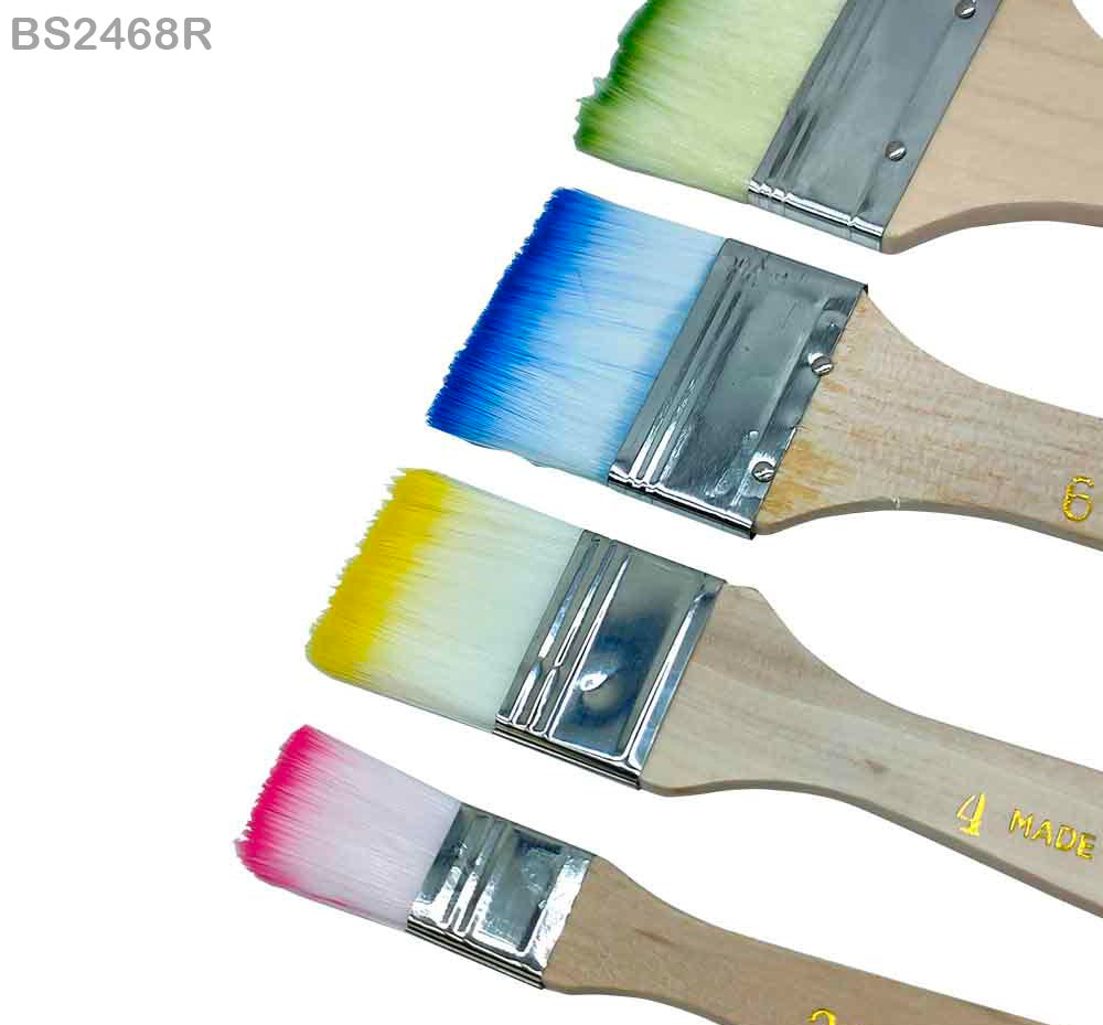 BS2468R 4PC PAINT BRUSH  RAINBOW HAIR