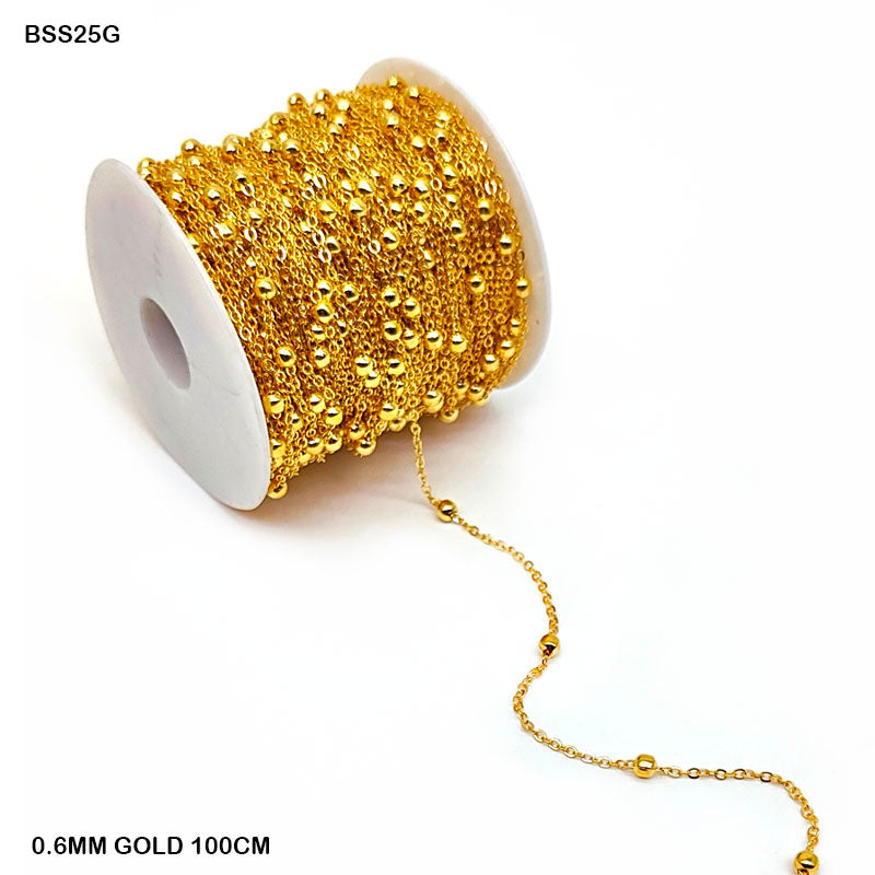 BSS25G CHAIN 0.6MM GOLD 100CM