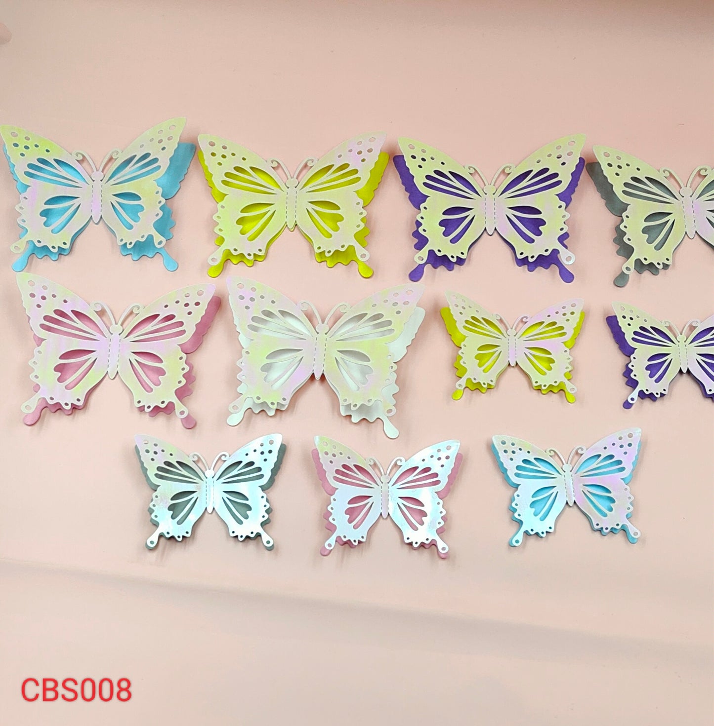 CBS008 3D BUTTERFLY METALLIC GLITTER STICKER 12pc