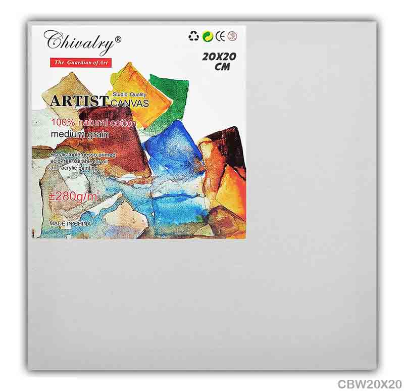 CANVAS BOARD STRETCHED WHITE 20X20CM (CBW20X20)