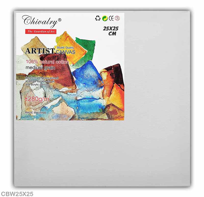 CANVAS BOARD STRETCHED WHITE 25X25CM (CBW25X25)