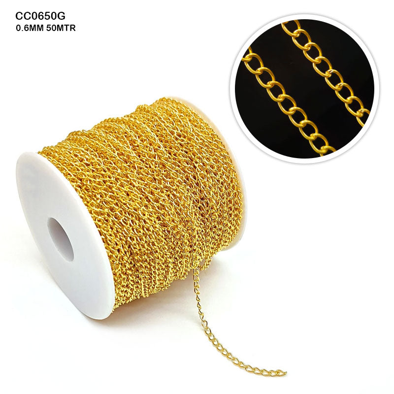 CC0650G CHAIN 0.6MM GOLD 50MTR