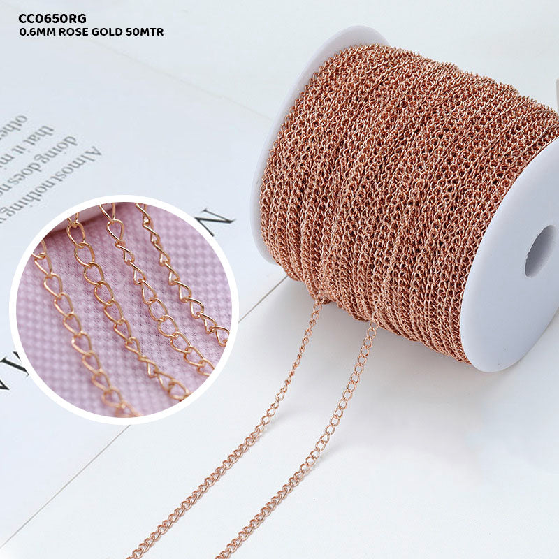 CC0650RG CHAIN 0.6MM ROSE GOLD 50MTR