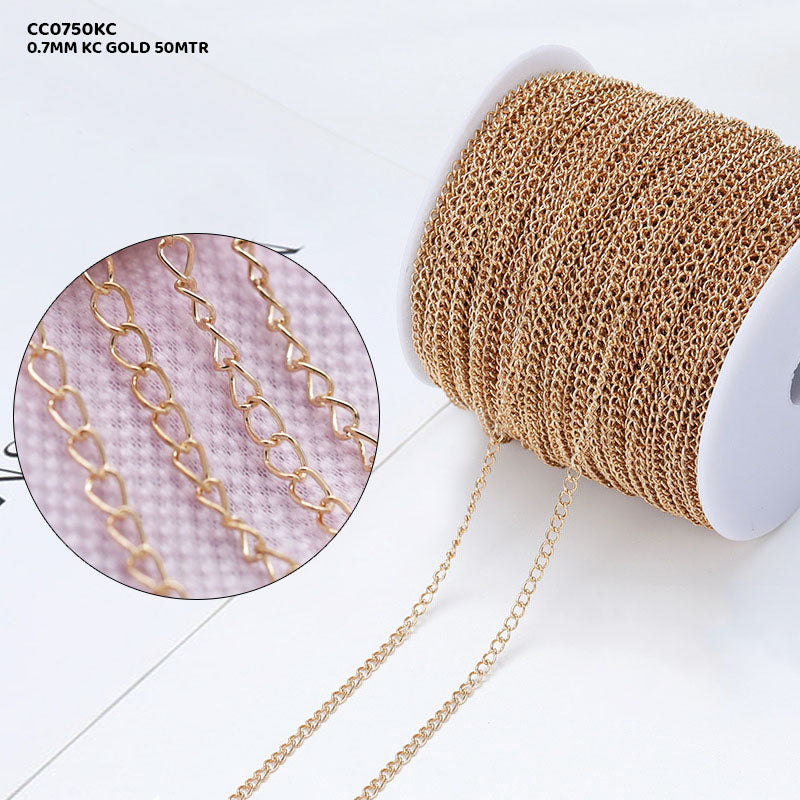 CC0750KC CHAIN 0.7MM KC GOLD 50MTR