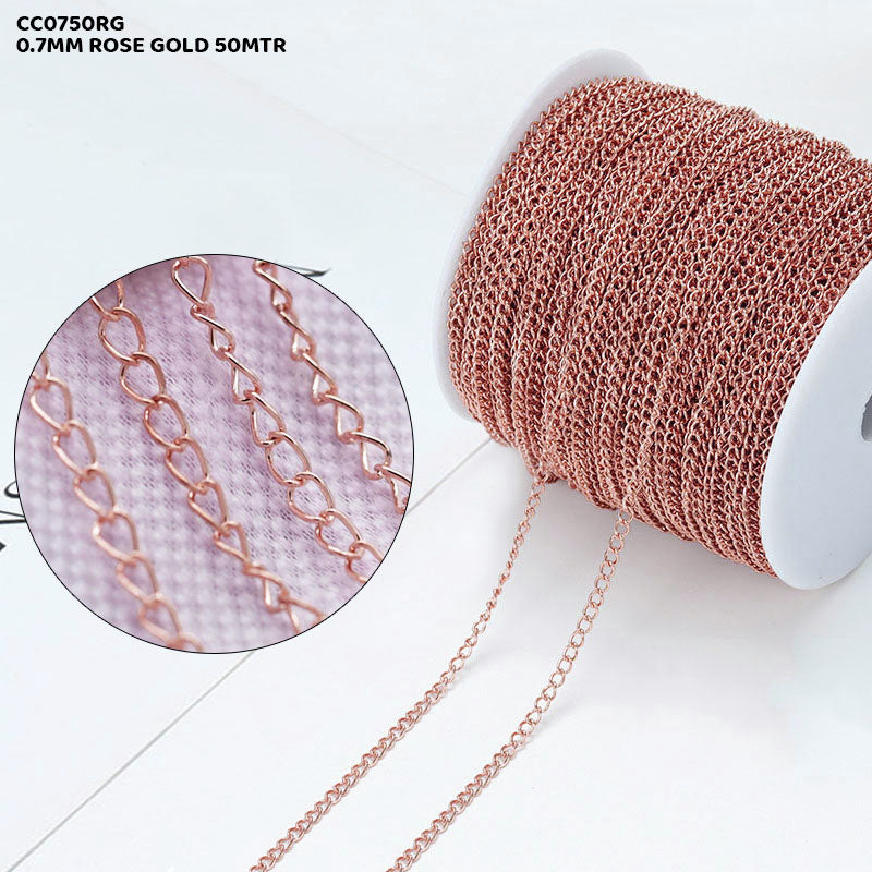 CC0750RG CHAIN 0.7MM ROSE GOLD 50MTR
