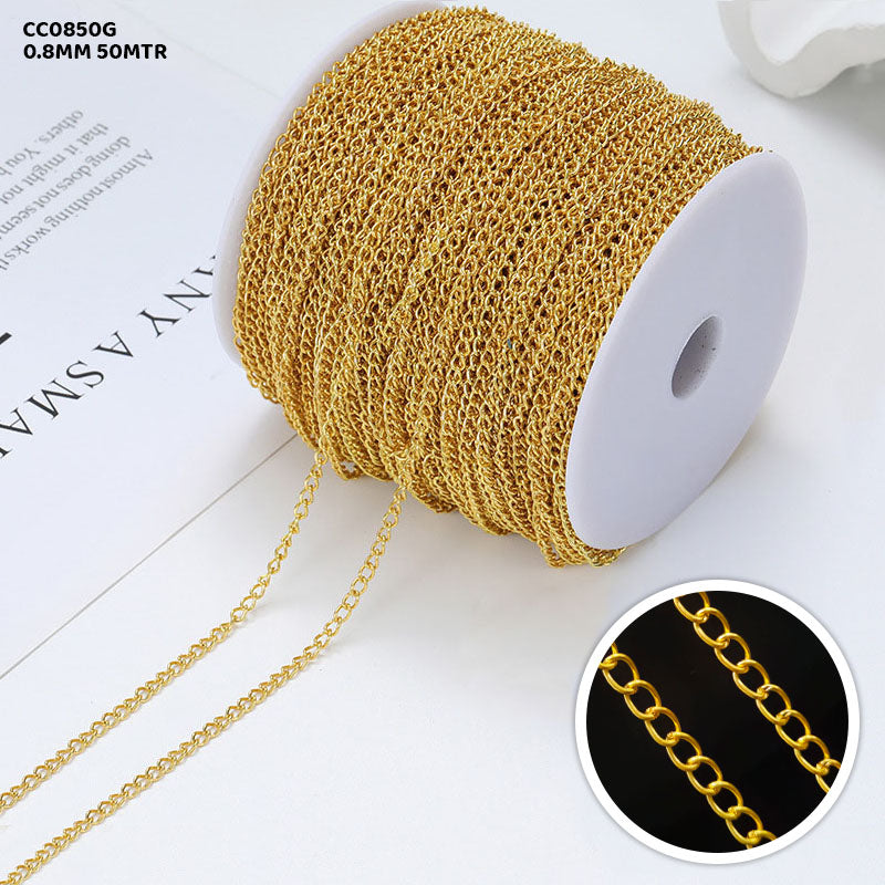 CC0850G CHAIN 0.8MM GOLD 50MTR