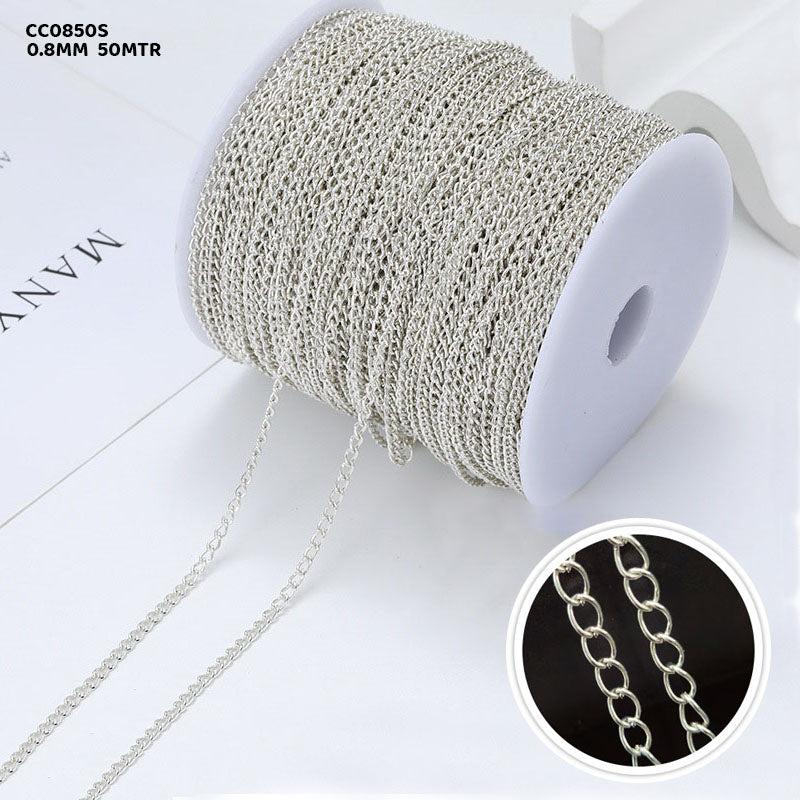 CC0850S CHAIN 0.8MM SILVER 50MTR