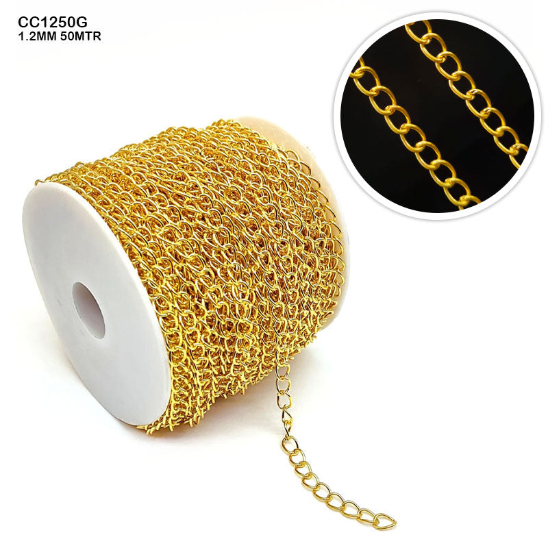 CC1250G CHAIN 1.2MM GOLD 50MTR