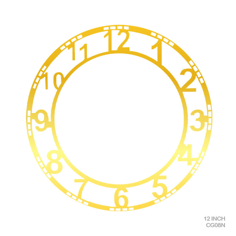 CG08N 8" NUMBER GOLDEN CLOCK ACRYLIC