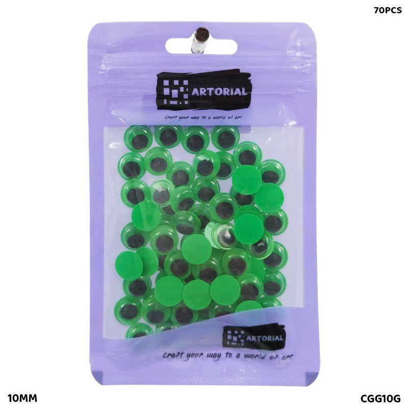 GOOGLY EYE CGG10G COLORED 10MM GREEN 70PCS