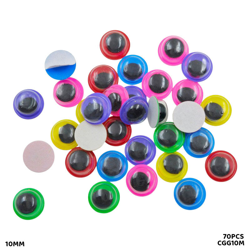 GOOGLY EYE CGG10M COLORED 10MM MULTI 70PCS