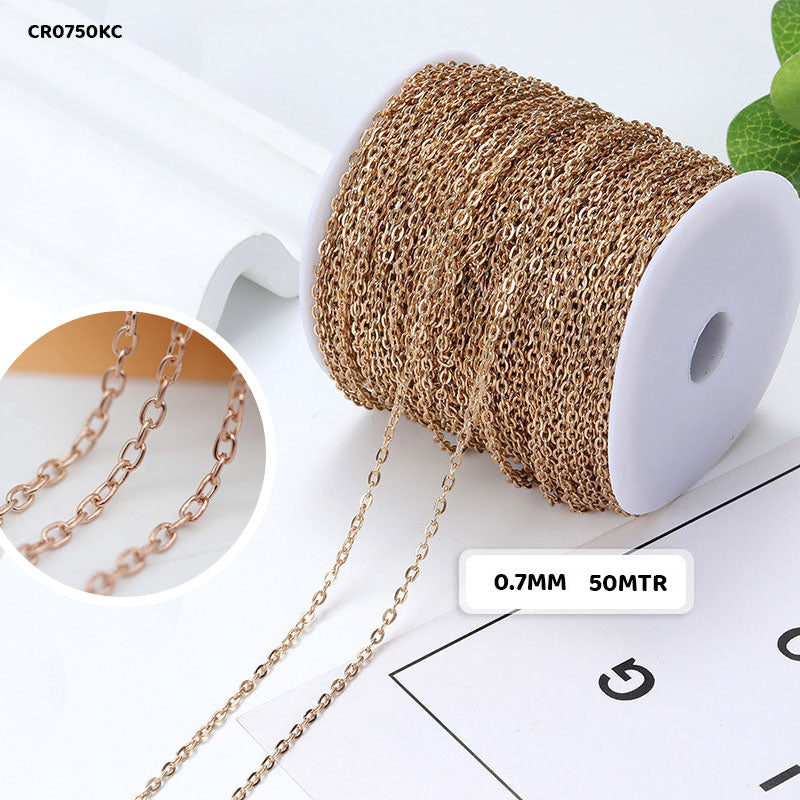 CR0750KC CHAIN 0.7MM ROUND KC GOLD 50MTR