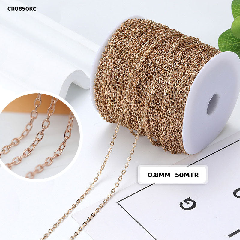 CR0850KC CHAIN 0.8MM ROUND KC GOLD 50MTR