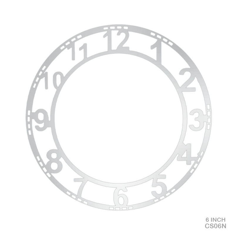 CS06N 6" NUMBER SILVER CLOCK ACRYLIC