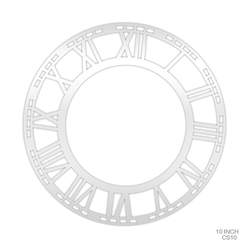 CS10 10" ROMAN SILVER CLOCK ACRYLIC