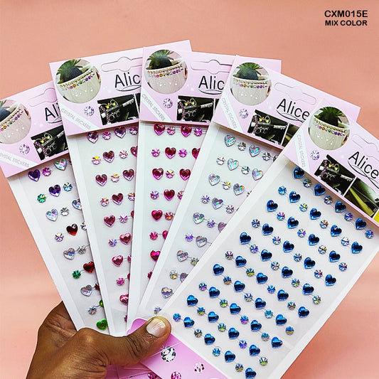 CXM015E GEM STONES HEART n FLOWER STICKER