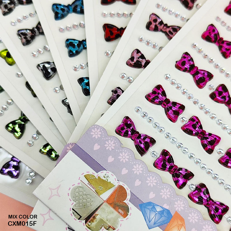 CXM015F GEM STONES BOW STICKER