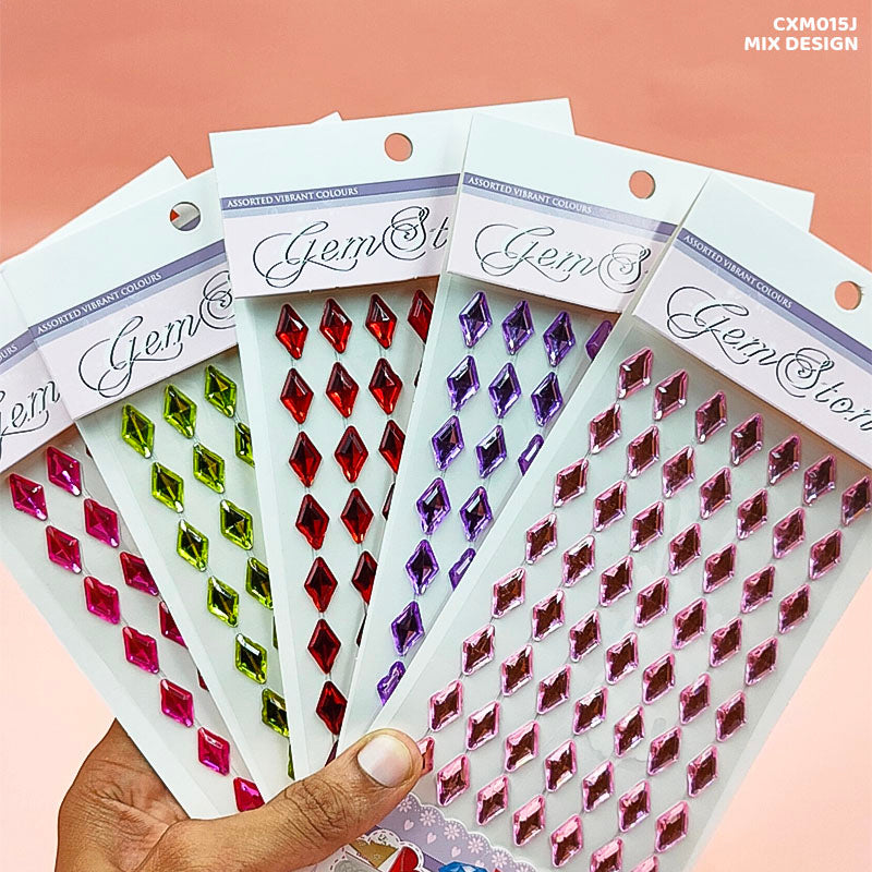 CXM015J GEM STONES RHOMBUS SHAPE STICKER