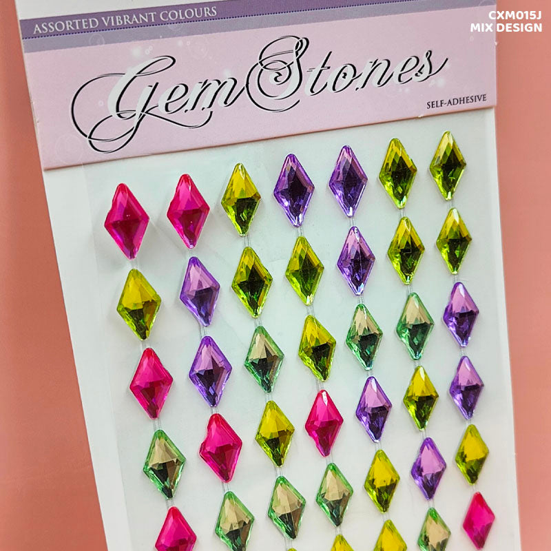 CXM015J GEM STONES RHOMBUS SHAPE STICKER