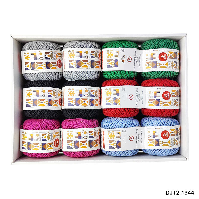 DJ121344 HANDMADE COTTON ROPE THREAD 50GM 12PC