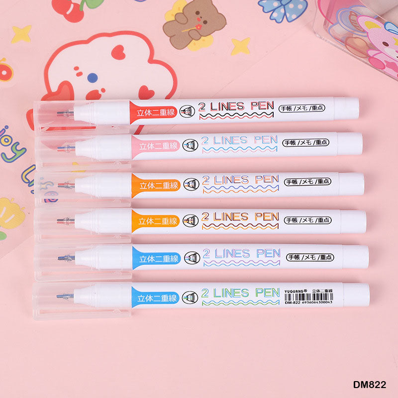 DM822 2 LINE COLOR PEN 6 COLOR 0.5MM