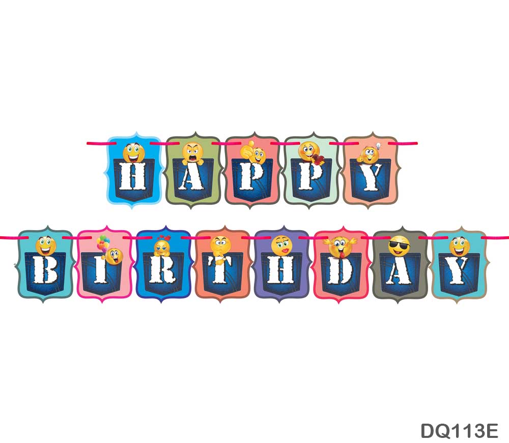 DQ113E HAPPY BIRTHDAY BANER EMOJI THEME