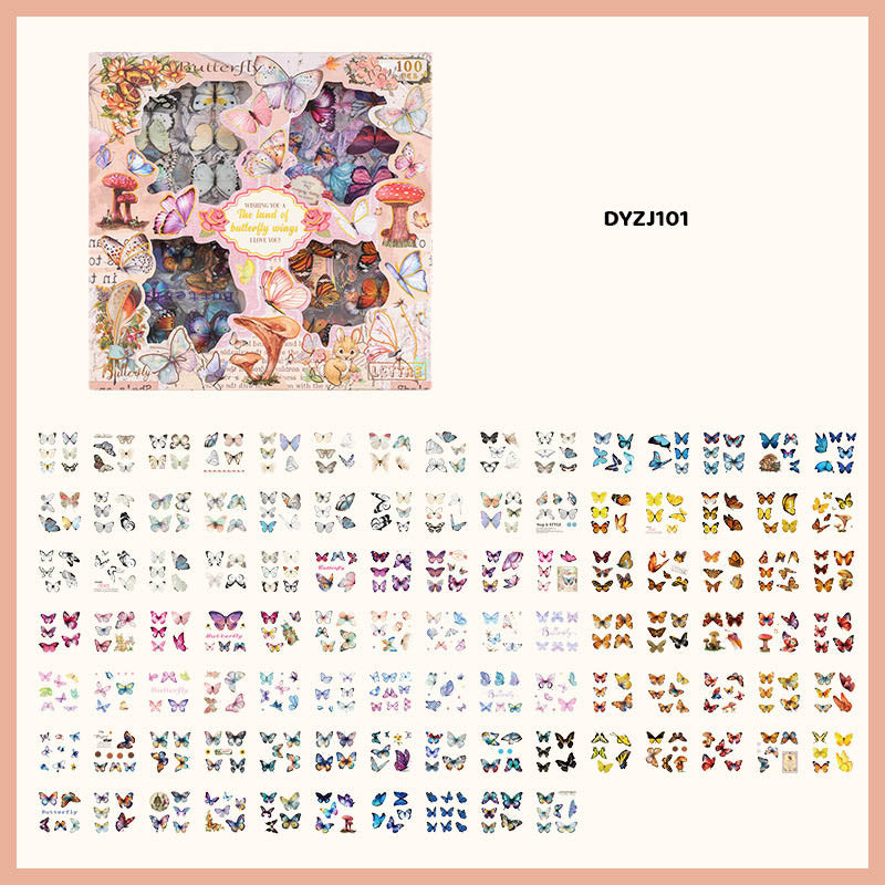 DYZJ101 100PC STICKER LAND OF BUTTERFLY WINGS