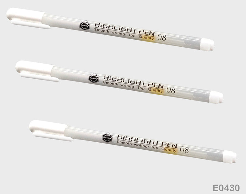 E0430 3PCS HIGHLIGHTS PEN WHITE 0.8MM