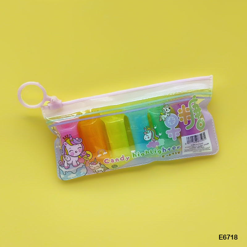 E6718 UNICORN CANDY HIGHLIGHTER BOTTLE 6PC