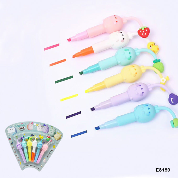 E8180 CARTOON HIGHLIGHTER 6PC