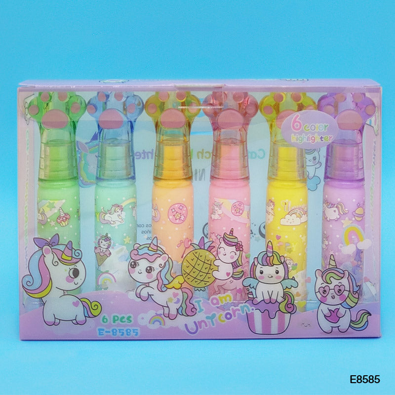 E8585 UNICORN HAND HIGHLIGHTER BOTTLE 6PC