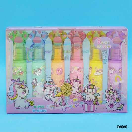 E8585 UNICORN HAND HIGHLIGHTER BOTTLE 6PC