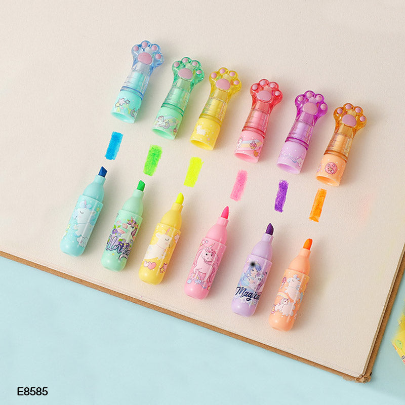 E8585 UNICORN HAND HIGHLIGHTER BOTTLE 6PC