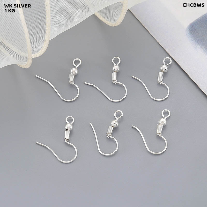 EAR HOOK CLASPS WITH BEAD WK SILVER 1KG (EHCBWS)