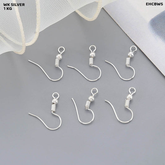 EAR HOOK CLASPS WITH BEAD WK SILVER 1KG (EHCBWS)