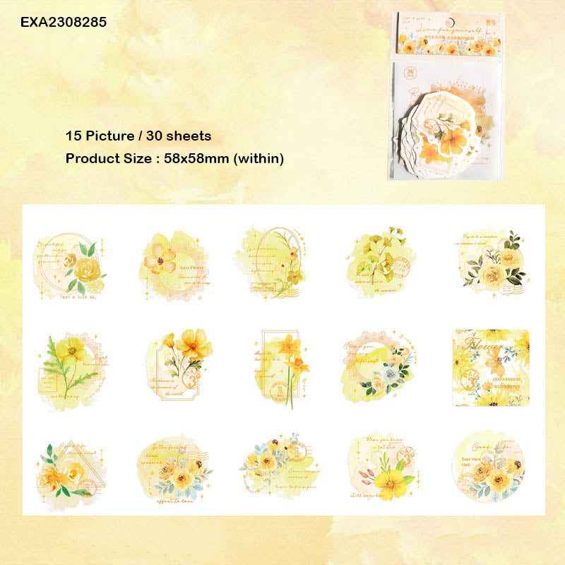 EXA2308285 DIY BLOOMING PAPER CUTOUT STICKER 30PC