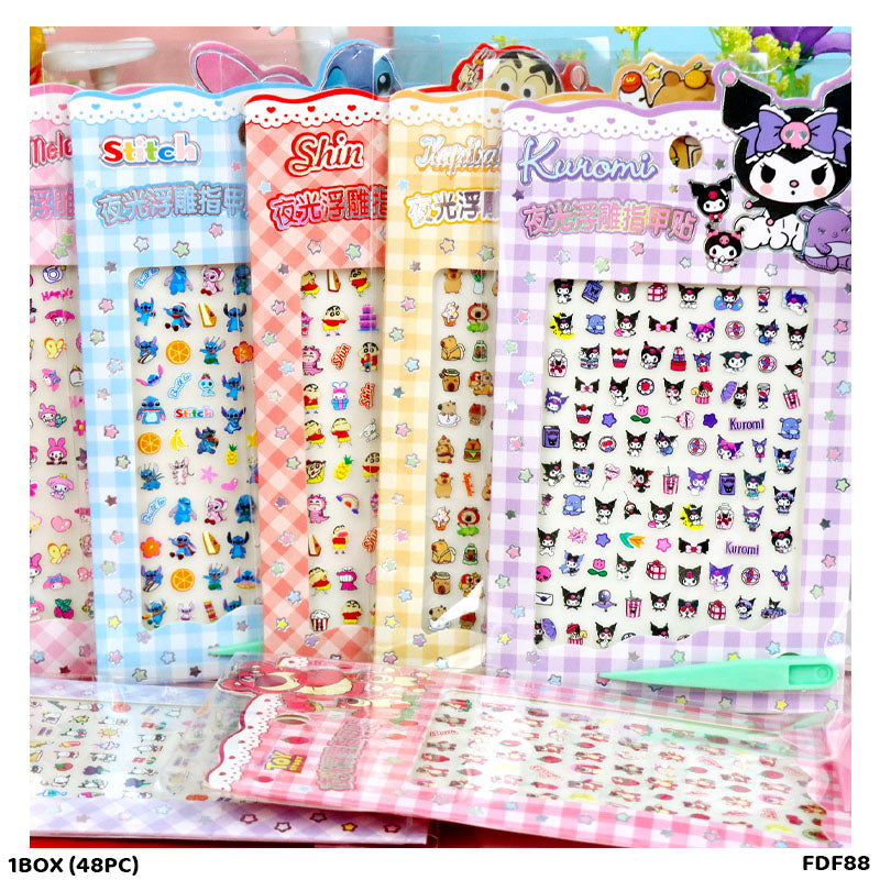FDF88 LUMINOUS RELIEF NAIL STICKERS 1BOX (48PC)