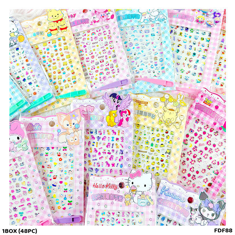 FDF88 LUMINOUS RELIEF NAIL STICKERS 1BOX (48PC)