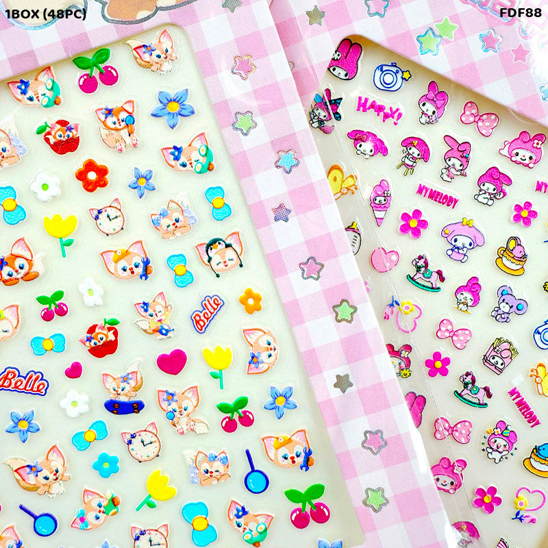 FDF88 LUMINOUS RELIEF NAIL STICKERS 1BOX (48PC)