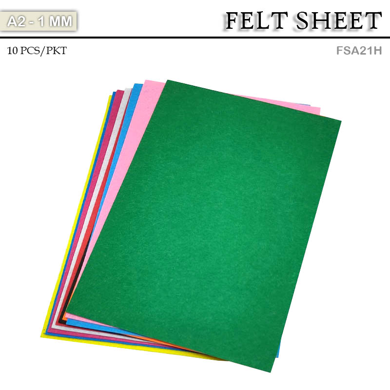 FELT SHEET A2 1MM  MULTICOLORED 10sheet (FSA21H)